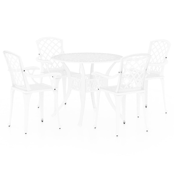 vidaXL 5 Piece Bistro Set Cast Aluminum White