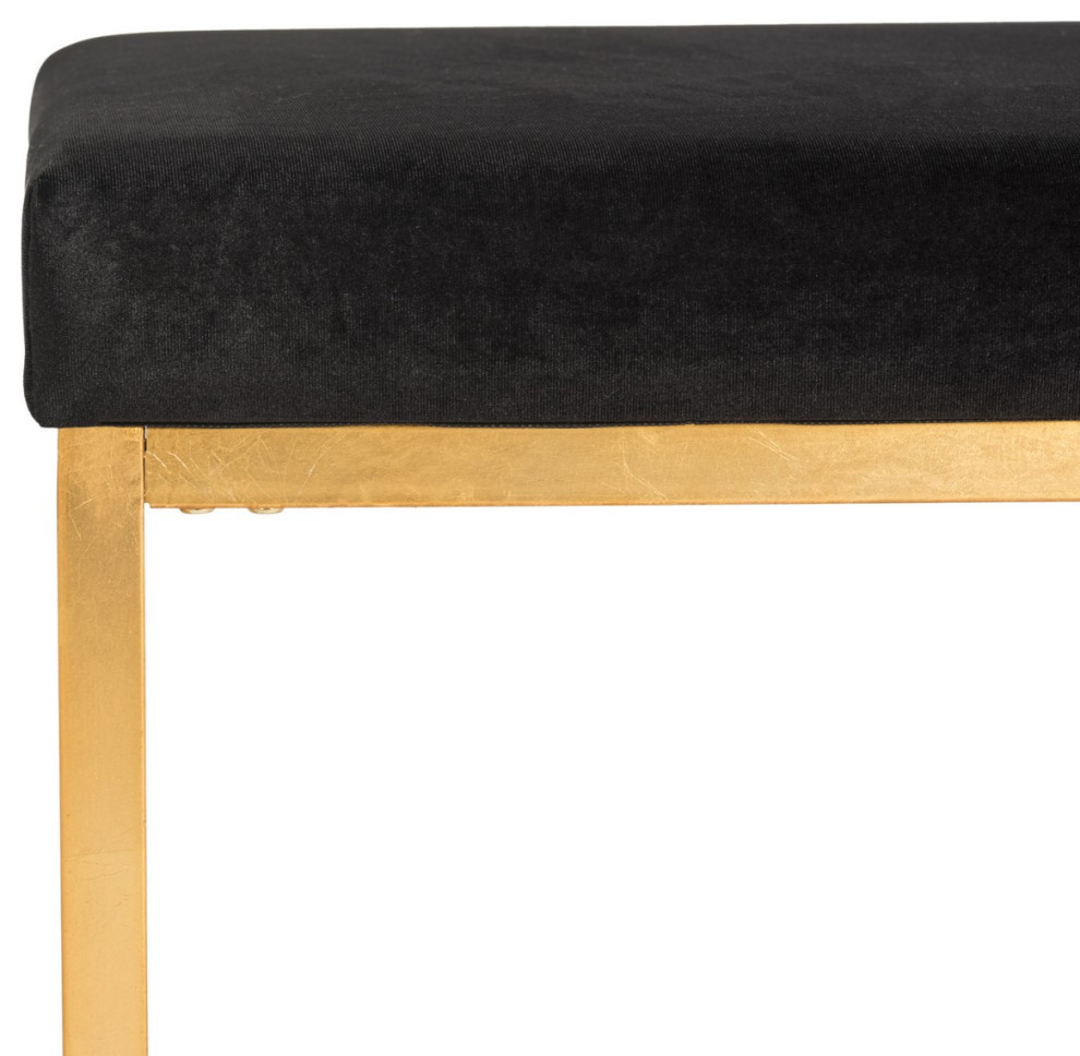 Nell Contemporary Glam Velvet Square Ottoman Black   Contemporary   Footstools And Ottomans   by AED Luxury Home Decor  Houzz