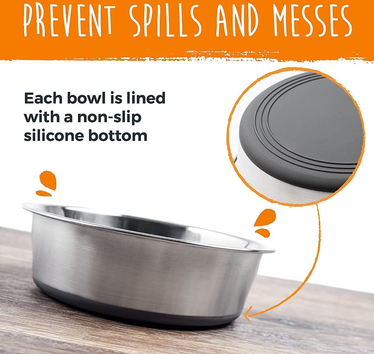 Mighty Paw Stainless Steel Dog Bowl， 2 count