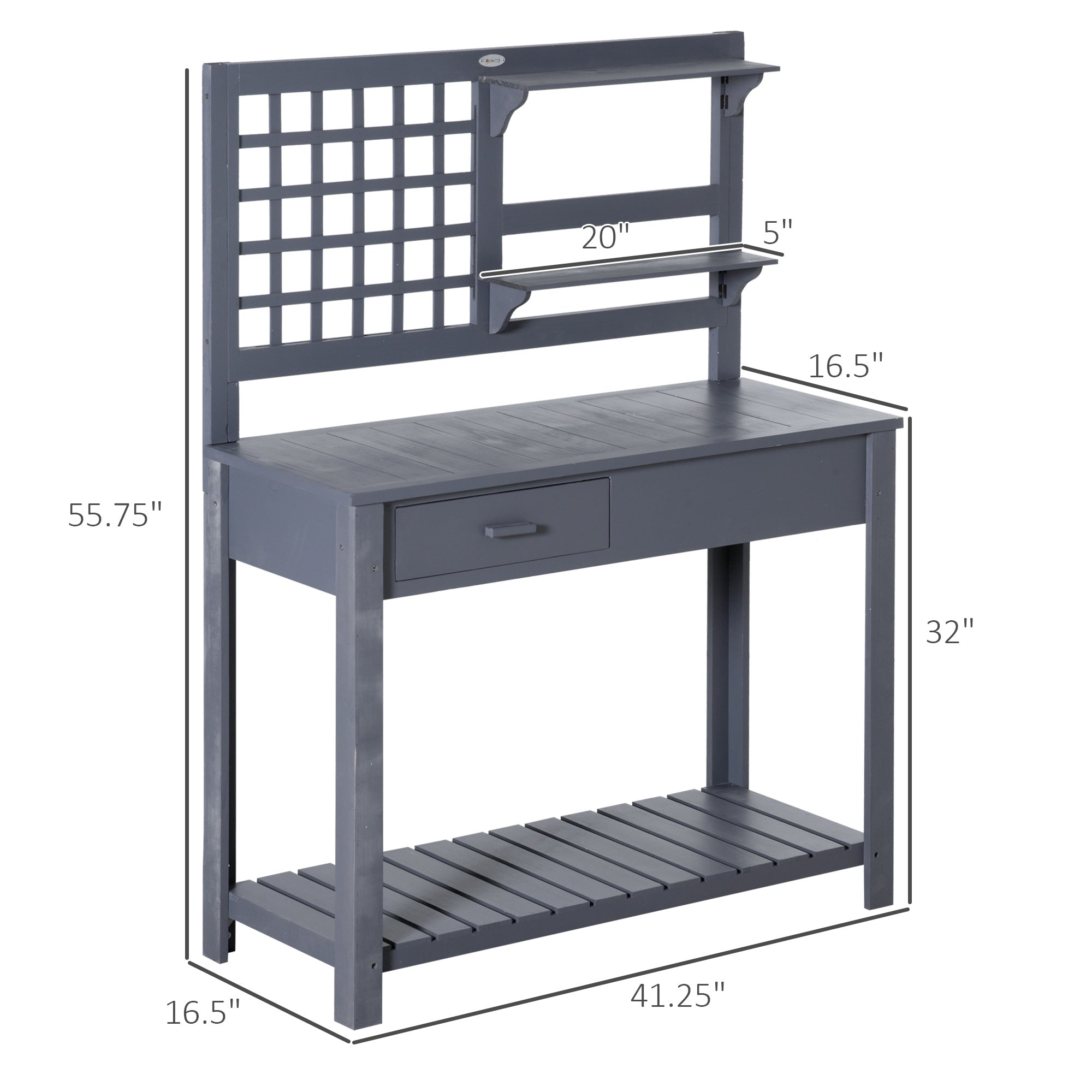 Outsunny Gray Wood Potting Bench