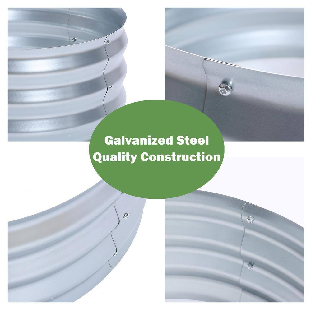 LuxenHome 36 in. Galvanized Metal Round Raised Garden Bed WHPL1270