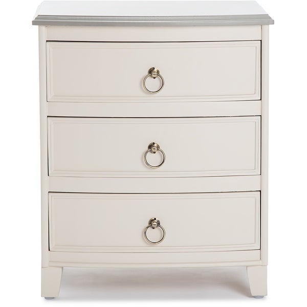 Finch Charleston End Table Nightstand with Drawers， Cream White/Gray