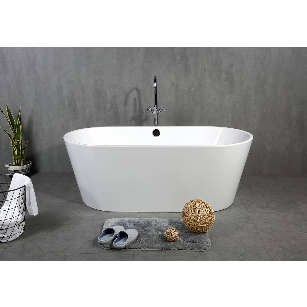 Abruzzo Skysea 66 in. Acrylic Flatbottom Freestanding Bathtub in White Skysea 66