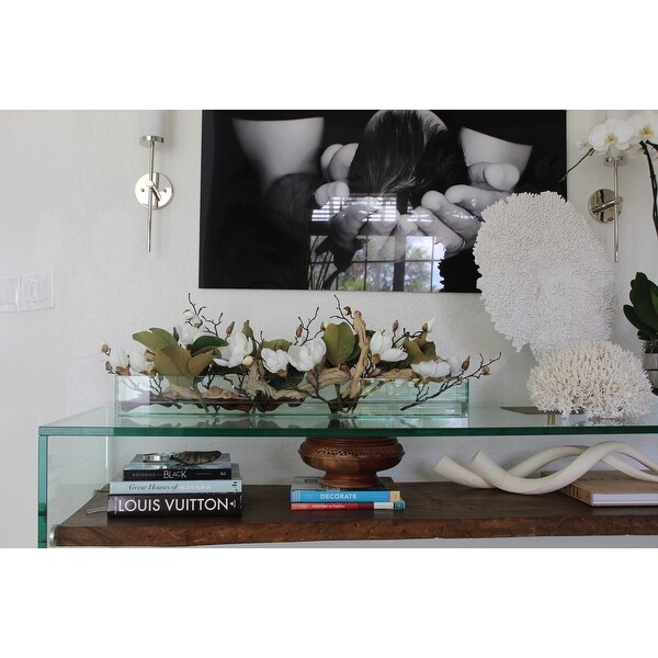 Casa Moderna glass plate planter with magnolias