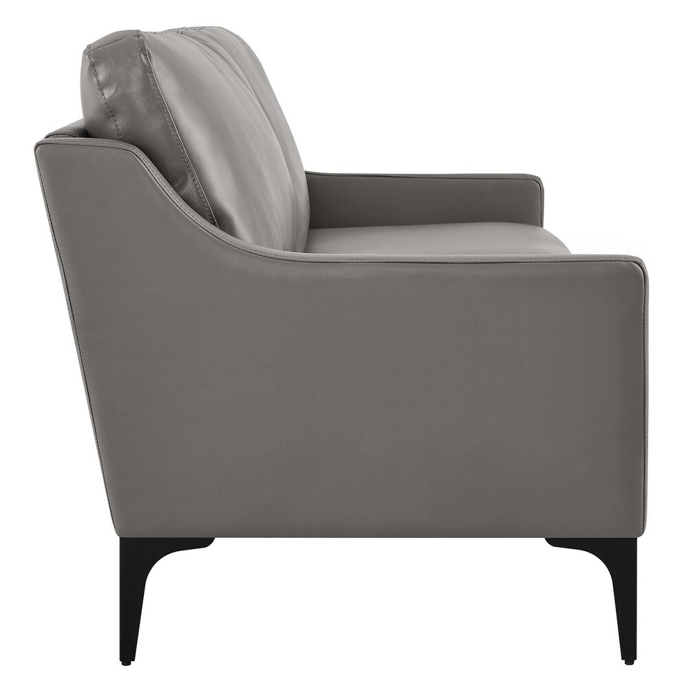 Genoa Modern Grey Leather Upholstered Sofa