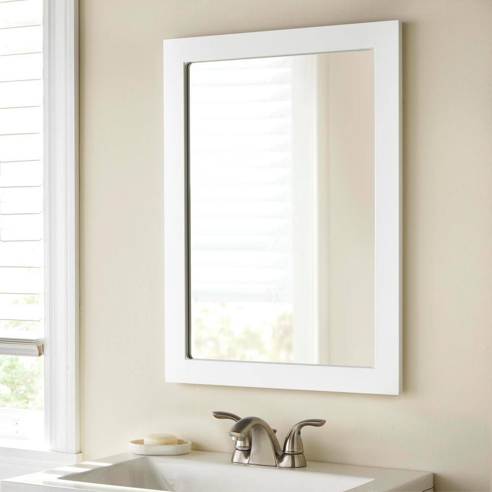 Glacier Bay Lancaster 19.75 in. W x 26.87 in. H Framed Wall Mirror in White LAWM20-WH