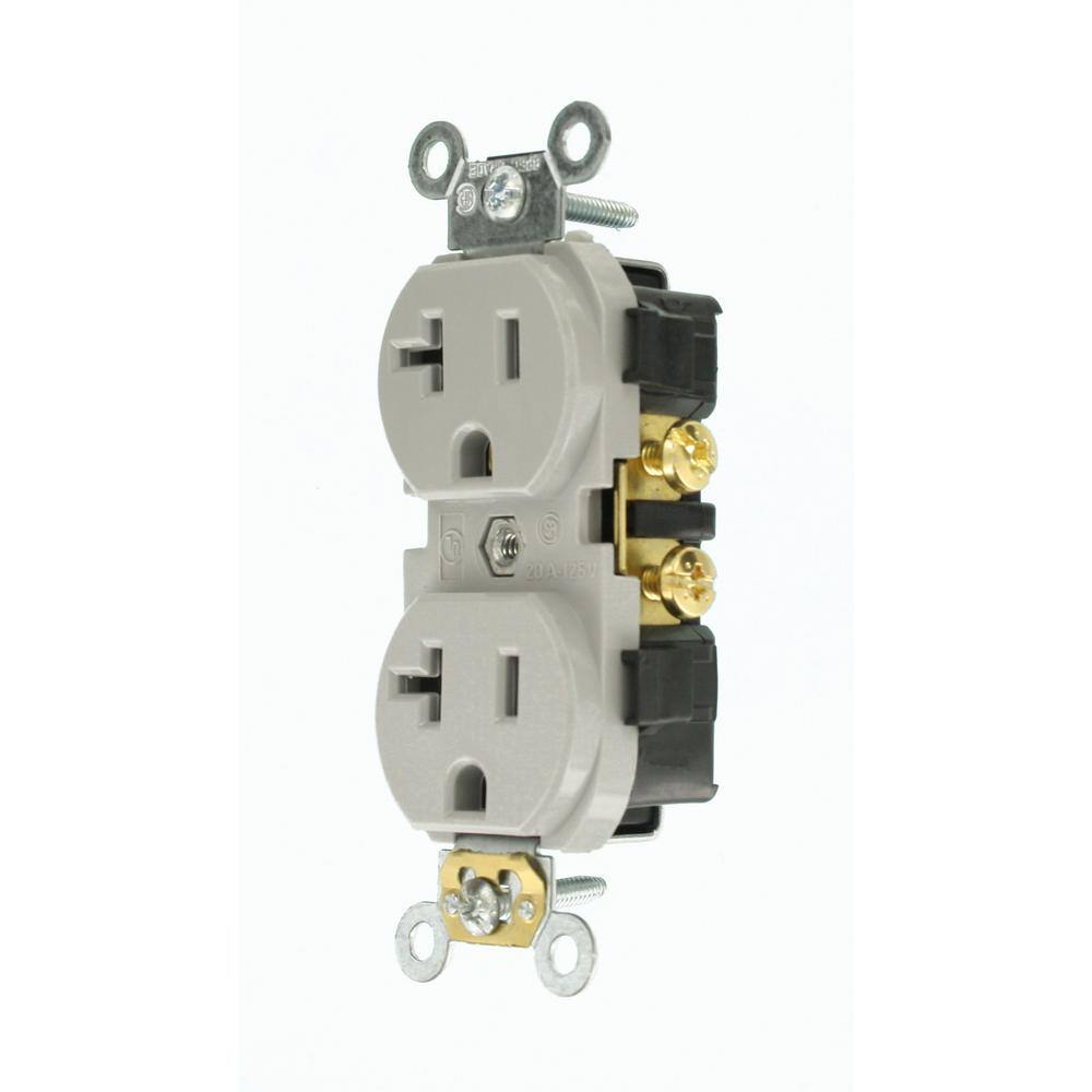 Leviton 20 Amp Commercial Grade Self Grounding Duplex Outlet Gray CR020-GY