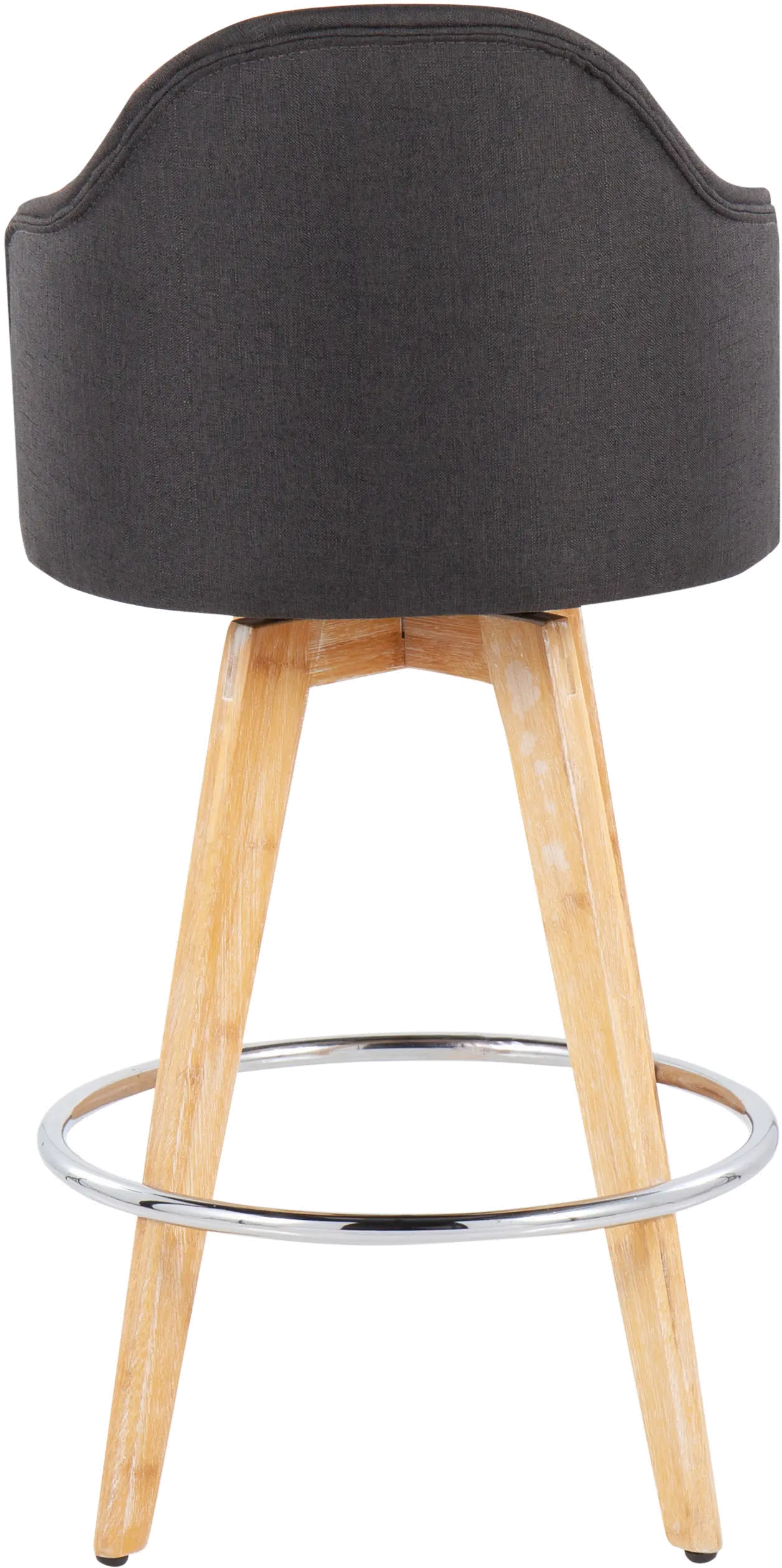 Ahoy Swiveling Gray Counter Stool with Natural Legs， Set of 2