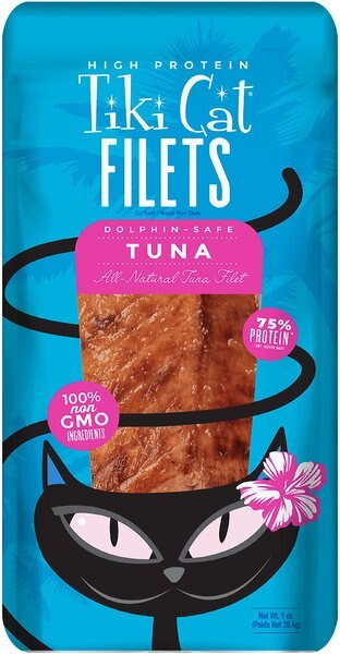 Tiki Cat Tuna Filet Grain-Free Cat Treats， 1-oz bag， pack of 12