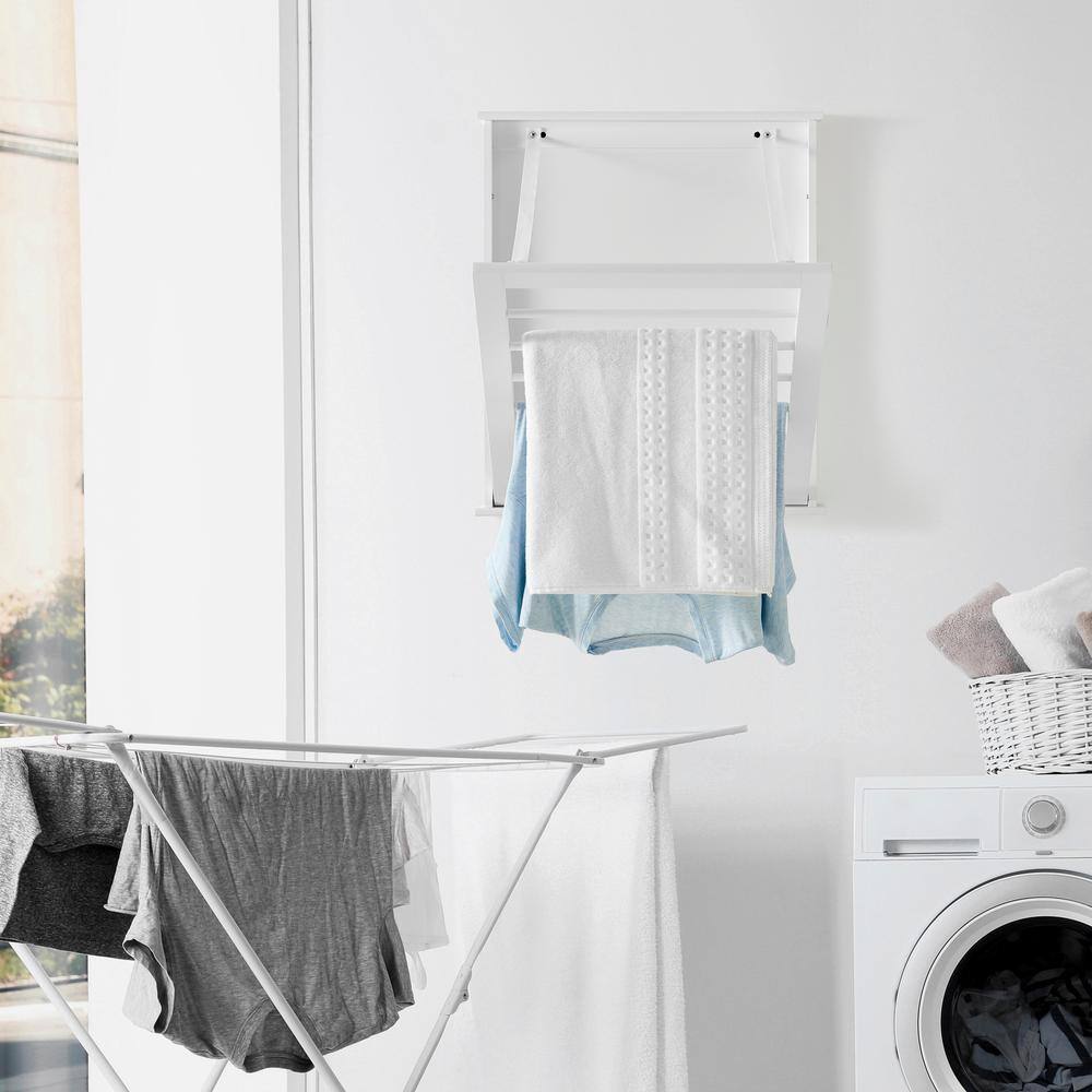 DANYA B Folding Wall Mounted Drying Rack - White BQ1038