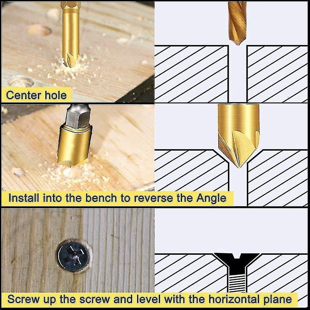 6 Pack Hss 5 Hex Shank Countersink Countersink Bits With 5