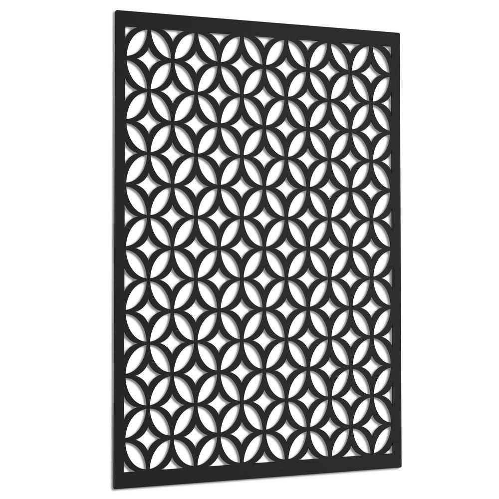 Acurio Latticeworks Moors Ellipses 4 ft. x 32 in. Black Vinyl Decorative Screen Panel 4832PVCBK-MSE