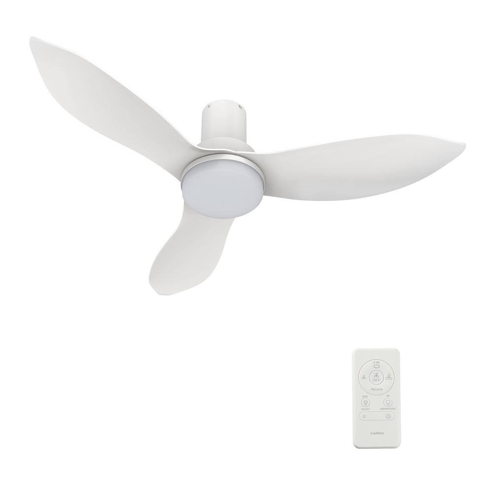 CARRO Daisy 36 in. Dimmable LED IndoorOutdoor White Smart Ceiling Fan with Light and Remote Works with AlexaGoogle Home HS363V2-L12-W1-1-FM