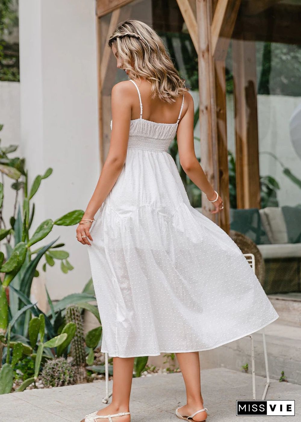 White Boho Summer Midi Dress Cailin