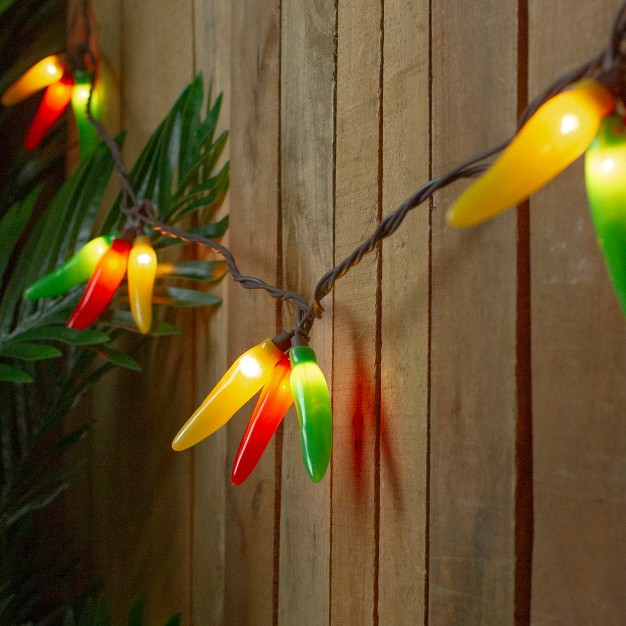 Northlight 36ct Chili Pepper Clustered String Lights Brown Wire