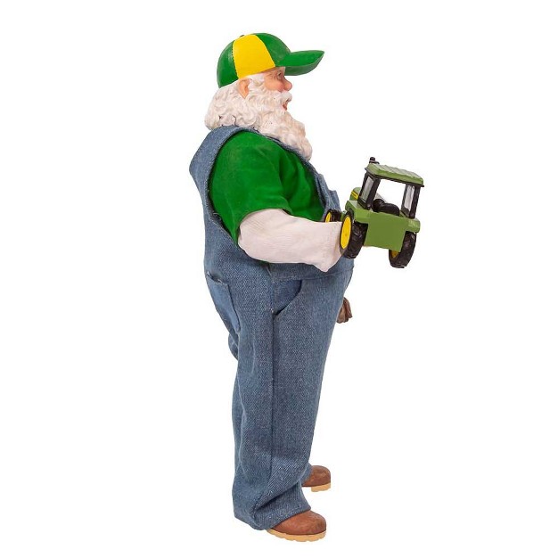 Kurt Adler 10 inch John Deere Fabric Mache Farmer Santa