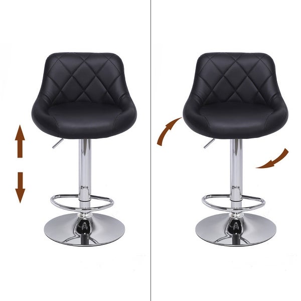 2pcs Adjustable High Type with Disk Backrest Design Bar Stools Black