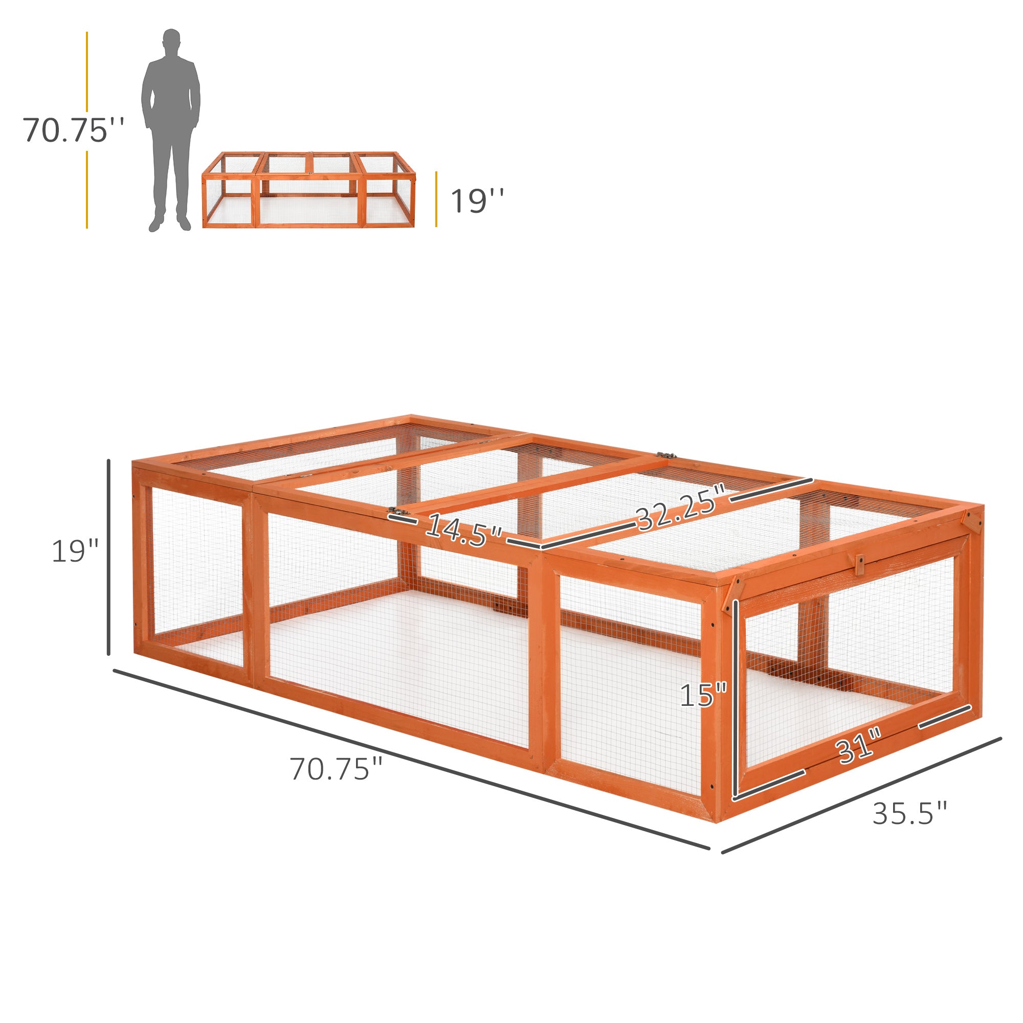 PawHut Large Wooden Rabbit Hutch Small Animal Habitat Enclosure with Outdoor Run