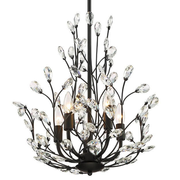 Wide Modern Clear Crystal Glass Leaf 5 light Fixture For Dining Room Foyer House Kitchen Island