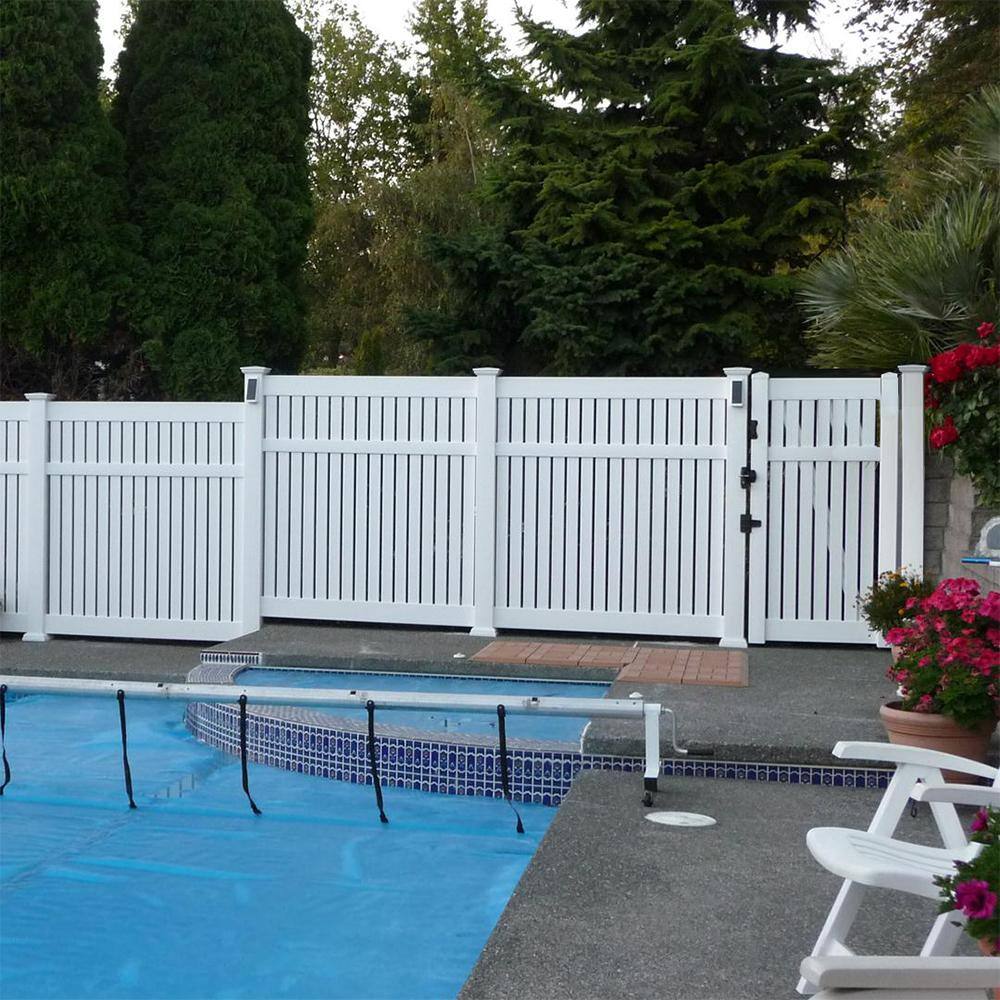 Weatherables Huntington 3.8 ft. x 6 ft. White Vinyl Semi-Privacy Fence Gate Kit SWSP-SEMI-6X46