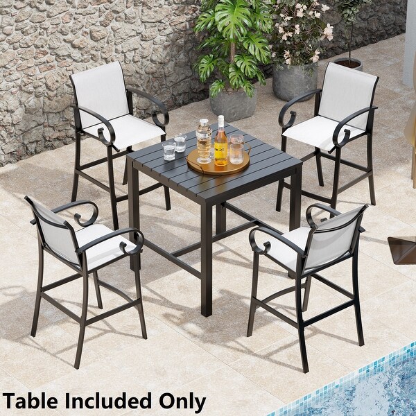 Pellebant Aluminum Outdoor Square Bar Table with Umbrella Hole