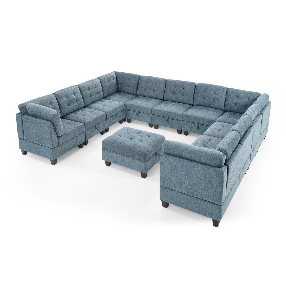 12 Piece U Shaped Modular Sectional Sofa with Bonus Storage