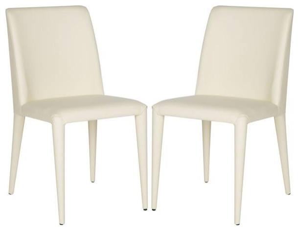 Evelyn 18  x27 x27Leather Side Chair  Set of 2  Buttercreme   Midcentury   Dining Chairs   by Rustic Home Furniture Deco  Houzz