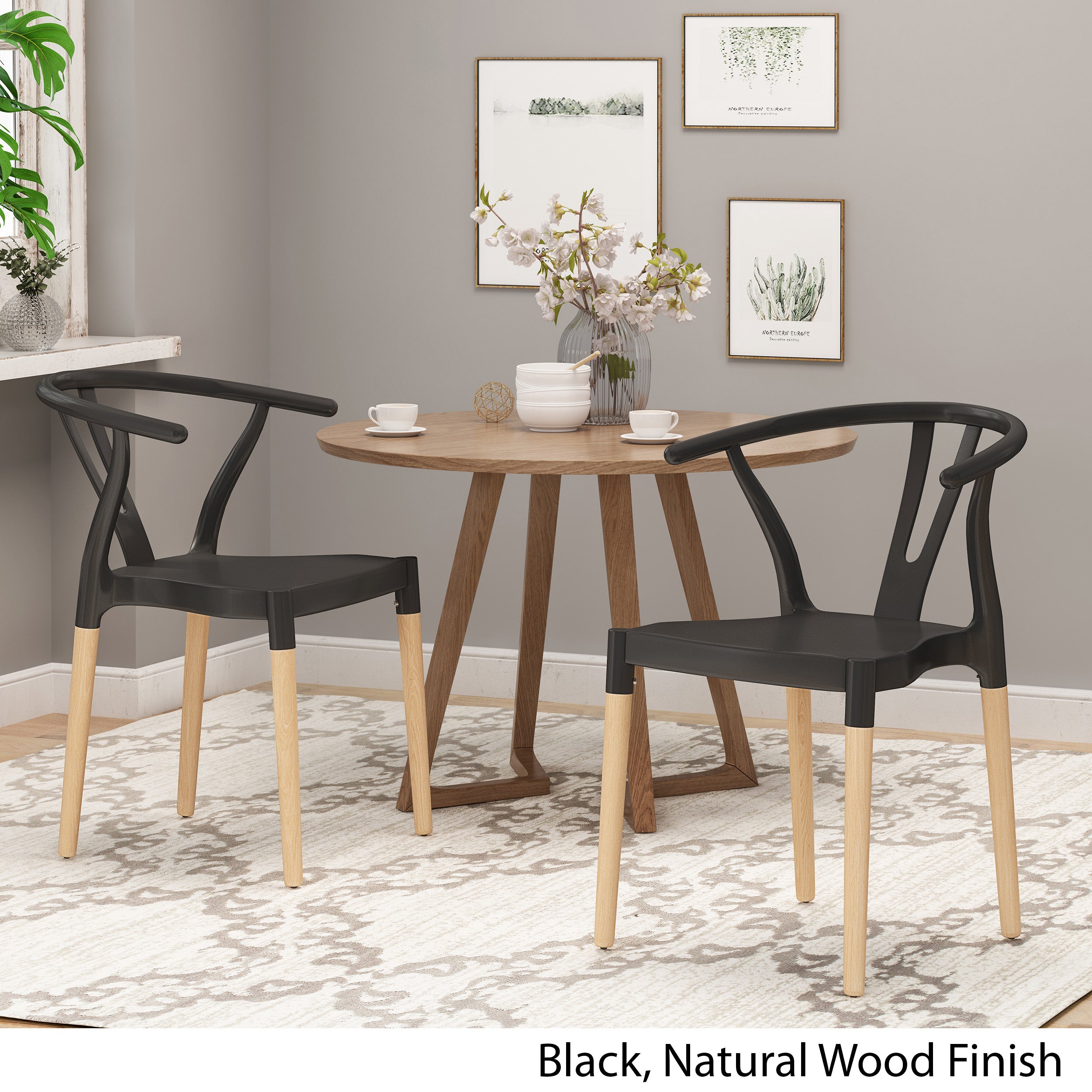 Victoria Modern Dining Chair with Beech Wood Legs (Set of 2)