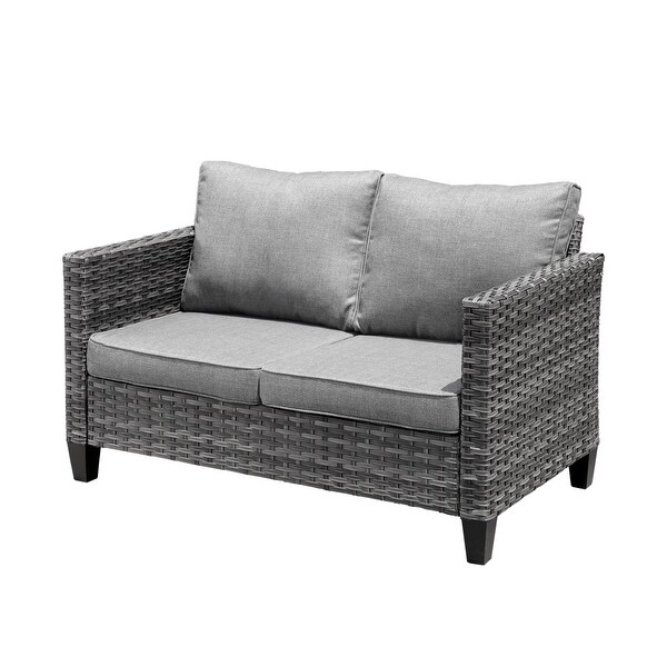 HOOOWOOO Outdoor Patio Furniture Wicker Loveseat Sofa