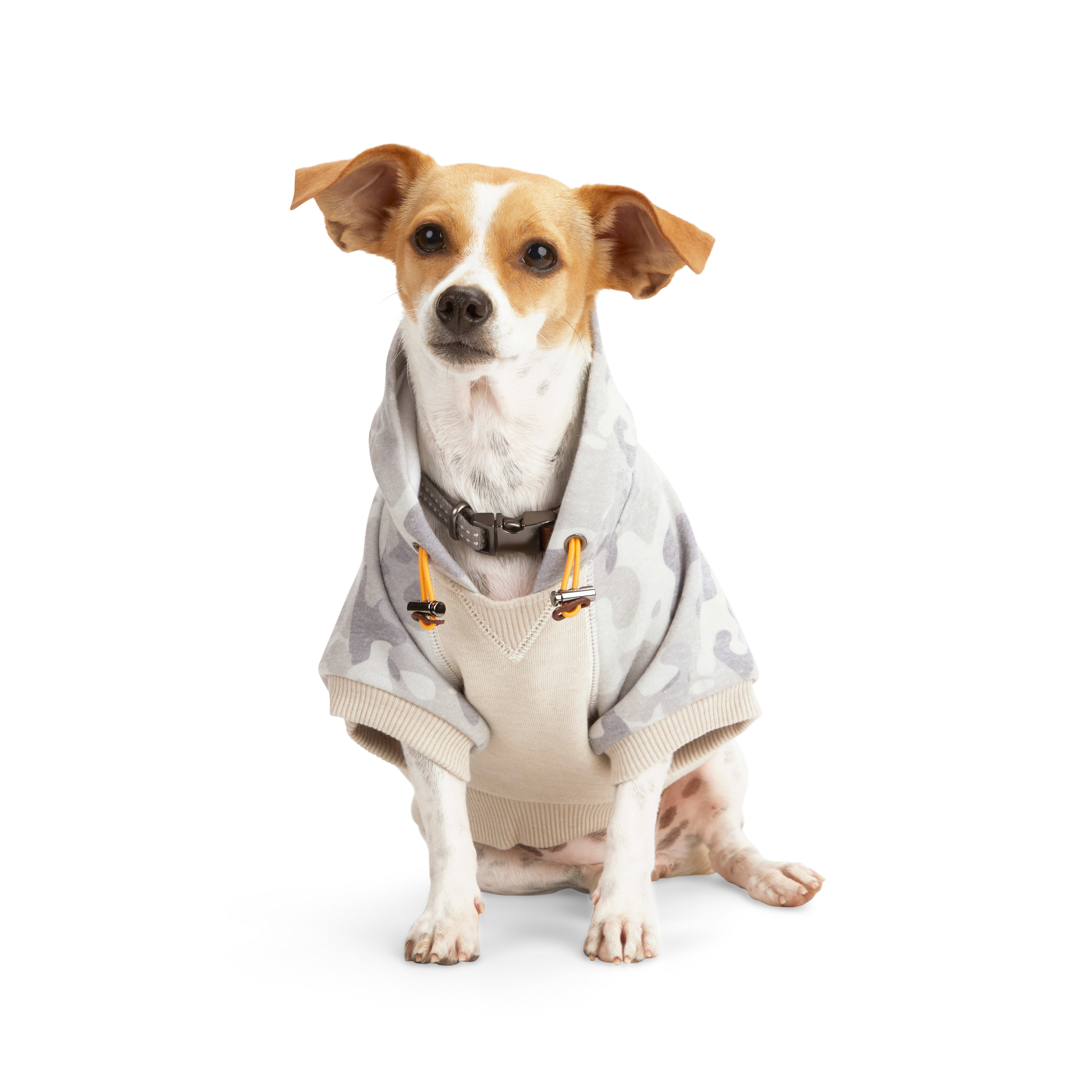 Reddy Grey Camo Colorblocked Dog Hoodie， X-Small