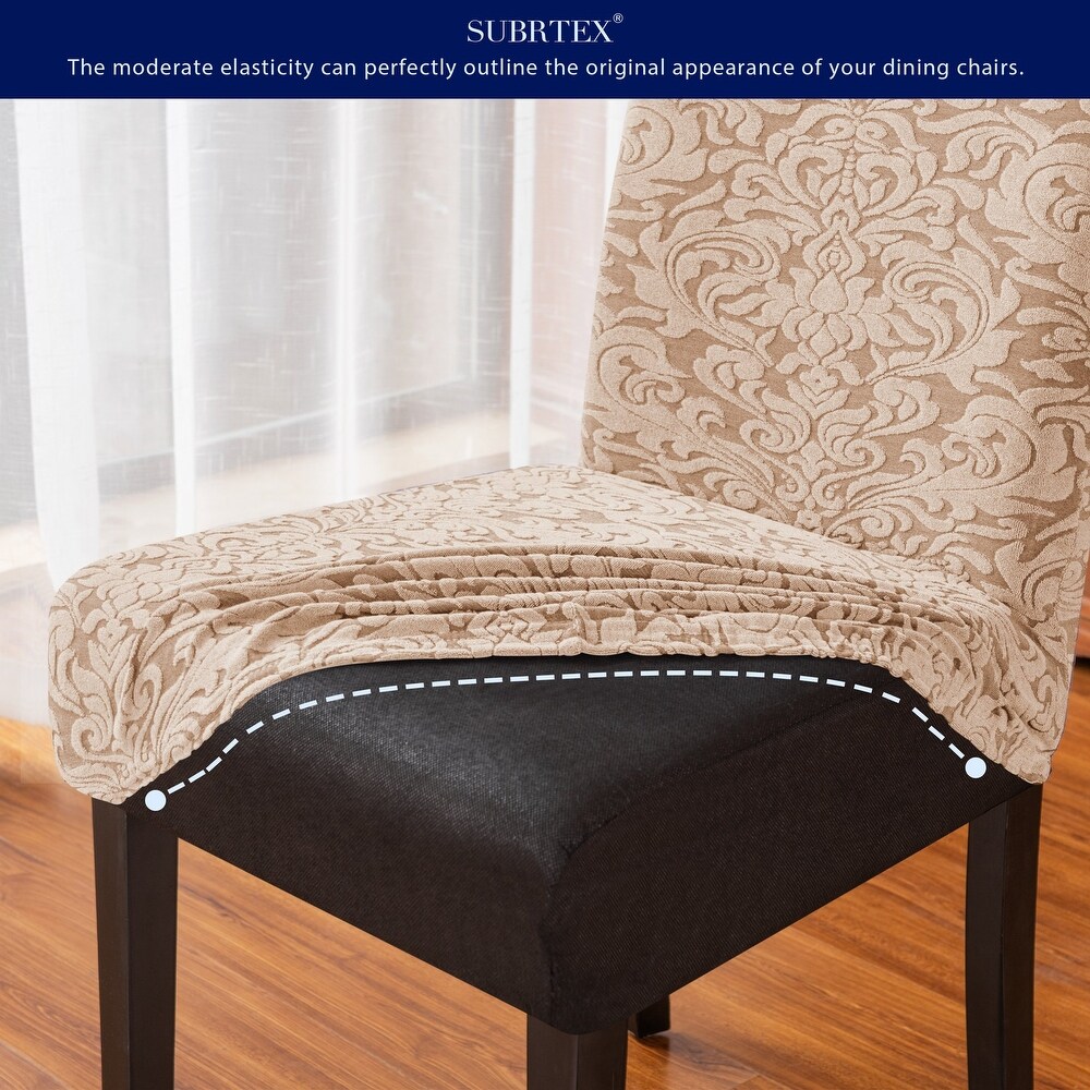 Subrtex Set of 2 Stretch Dining Chair Cover Jacquard Damask Slipcovers