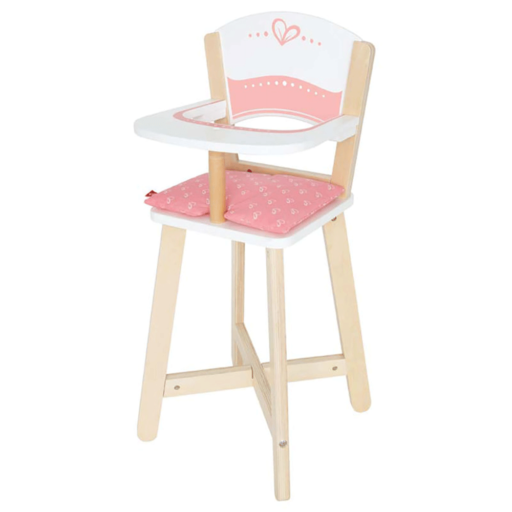 Hape Wooden Baby Doll High Chair Seat Toy Furniture, Pink (Open Box)