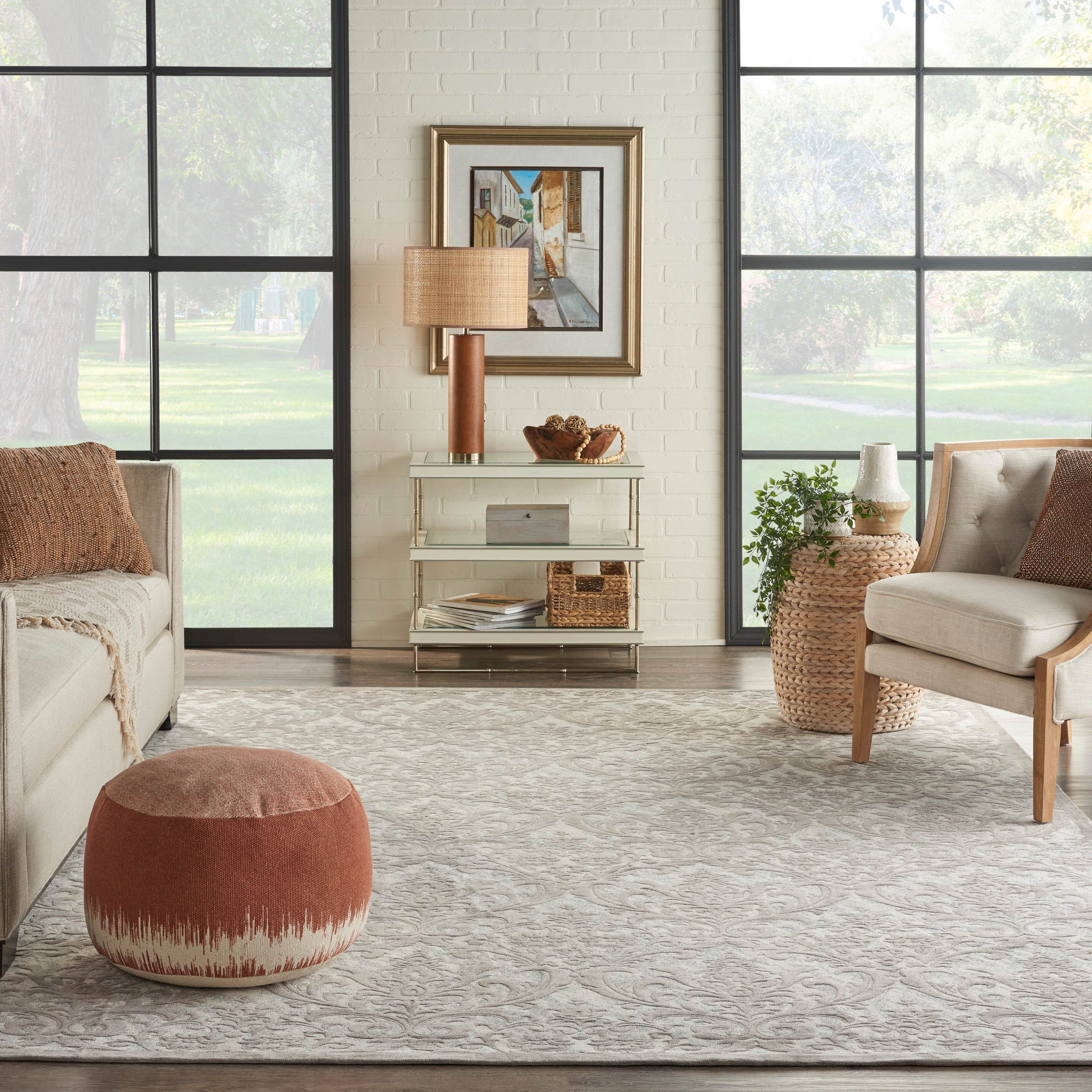 Damask Ivory/Grey Rug