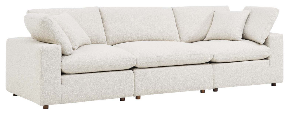 Commix Down Filled Overstuffed Boucle Fabric 3 Seater Sofa  Ivory   Transitional   Sofas   by First of a Kind USA Inc  Houzz