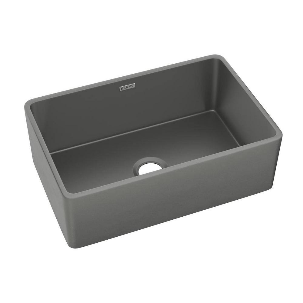 Elkay FarmhouseApron-Front Fireclay 30 in. Single Bowl Kitchen Sink in Matte Gray SWUF28179MG