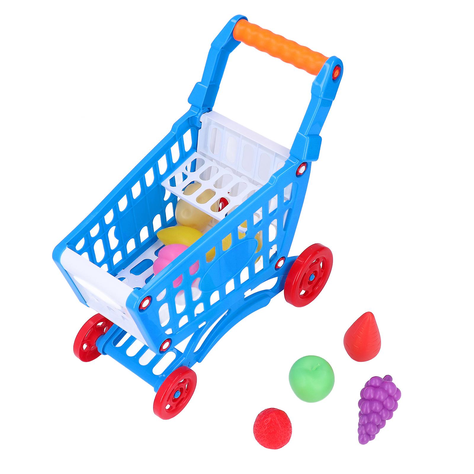 Kids Shopping Cart Set Educational Kids Shopping Cart Play Food Toys For Learning Developmentblue