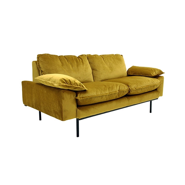 Retro Sofa / 2 seater / Velvet ochre