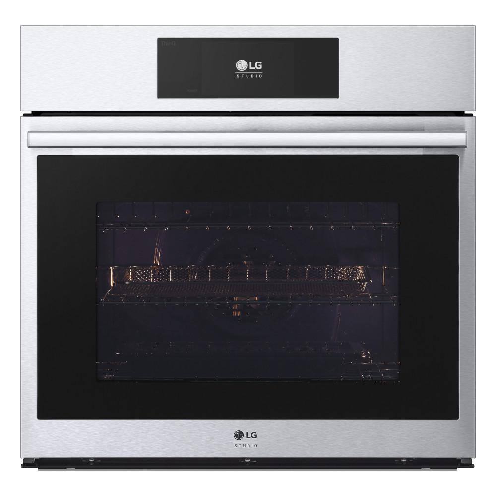 LG STUDIO 29.75 in. 4.7 cu. ft. Single Electric Wall Oven Instaview Steam Sous Vide and Air Fry in Printproof Stainless Steel WSES4728F