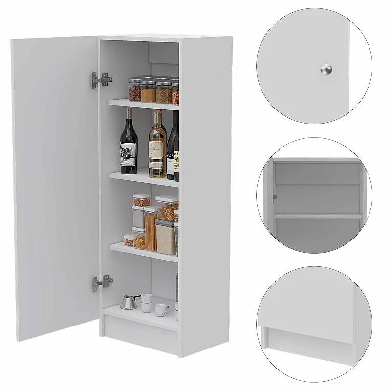 Miami Single Door Pantry， Four Shelves