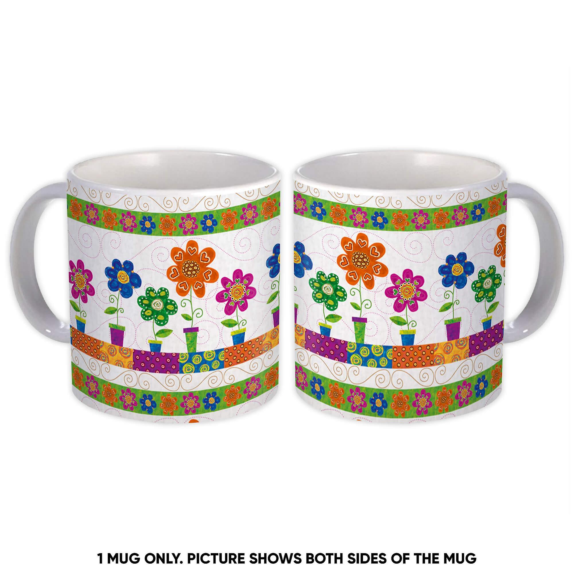 Gift Mug: Funny Flowers Pattern