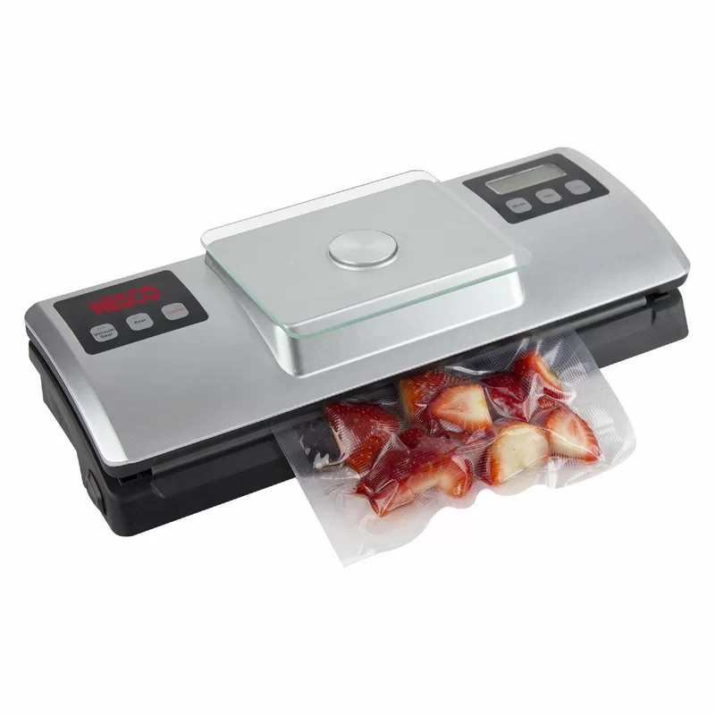 Nesco VSS-01 Automatic Food Vacuum Sealer with Digital Scale and Bag Starter Kit， Silver