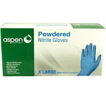 Aspen 21278555 Powdered Nitrile Gloves Blue   Extr...