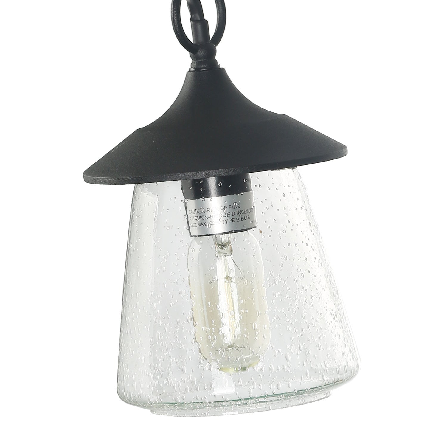 LNC Farmhouse Black Outdoor Hanging Lantern Pendant Lighting with Glass Shade