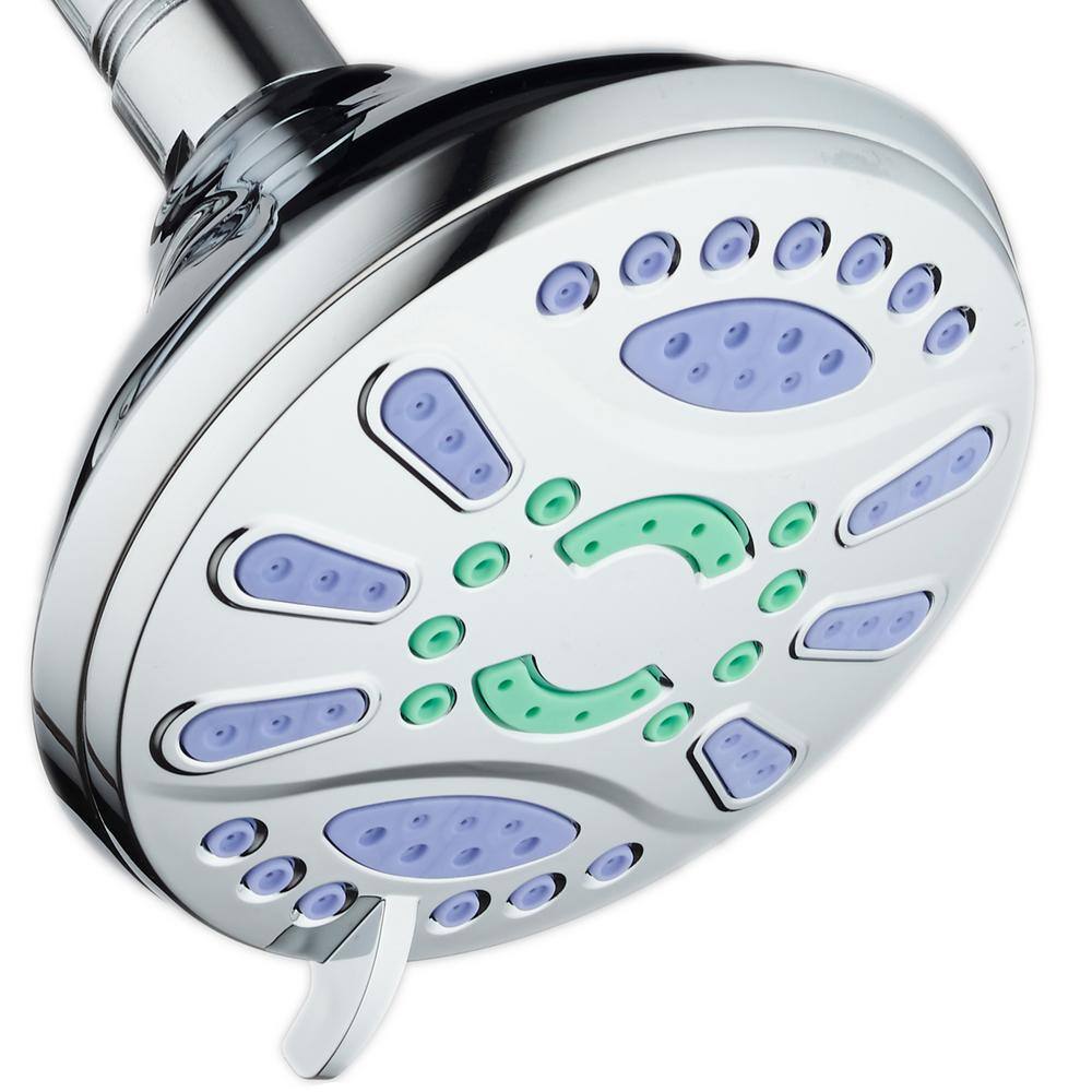 Aquastar Antimicrobial 6-Spray 4.3 in. High Pressure Single Wall Mount Fixed Adjustable Shower Head in Chrome 6710