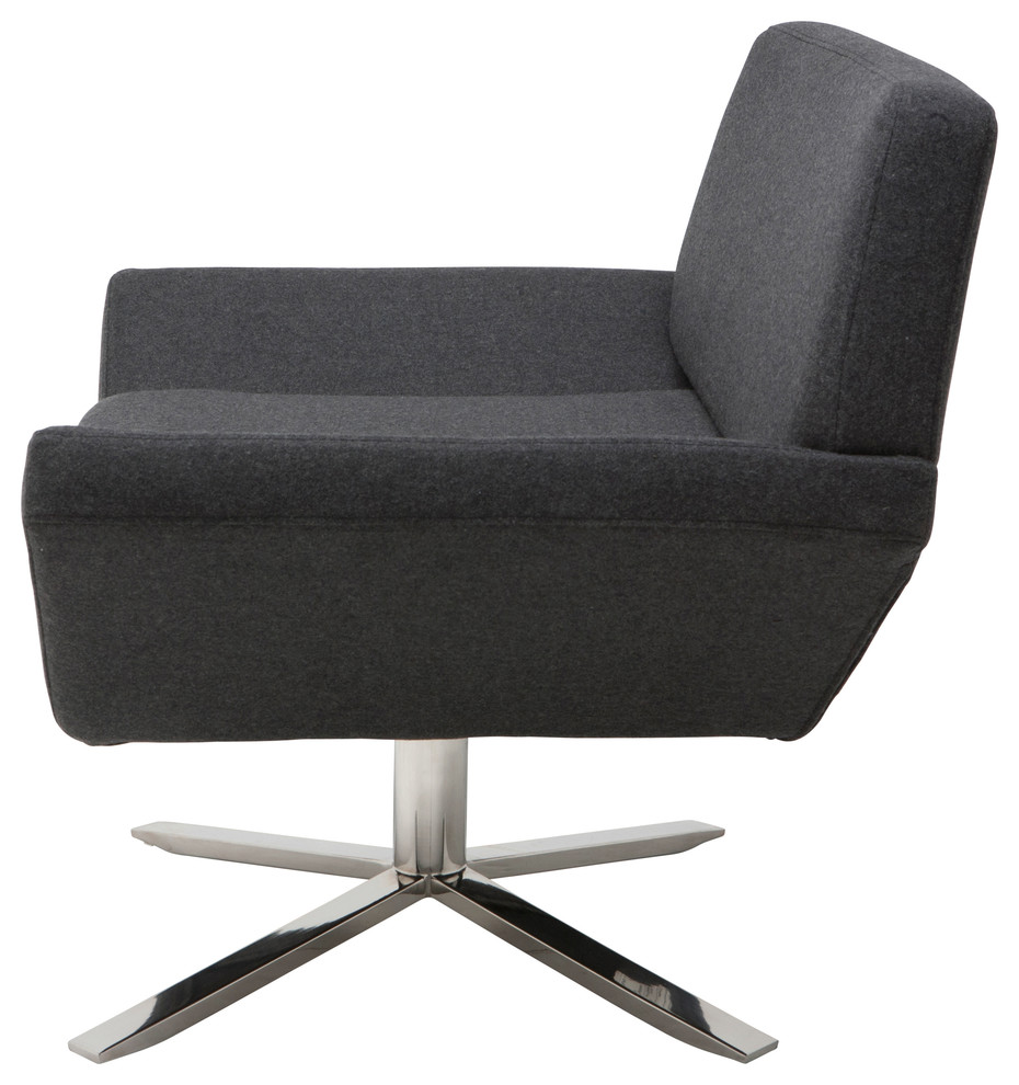 Nuevo Sly Upholstered Swivel Accent Chair in Dark Gray   Midcentury   Armchairs And Accent Chairs   by Kolibri Decor  Houzz