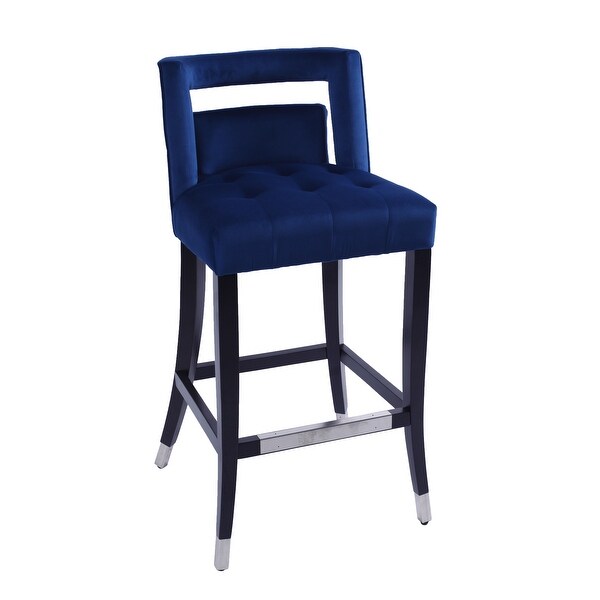 Suede Velvet Barstool with nailheads ， Dining Room Chair with Birch Wood Leg for Dining Room Living Room