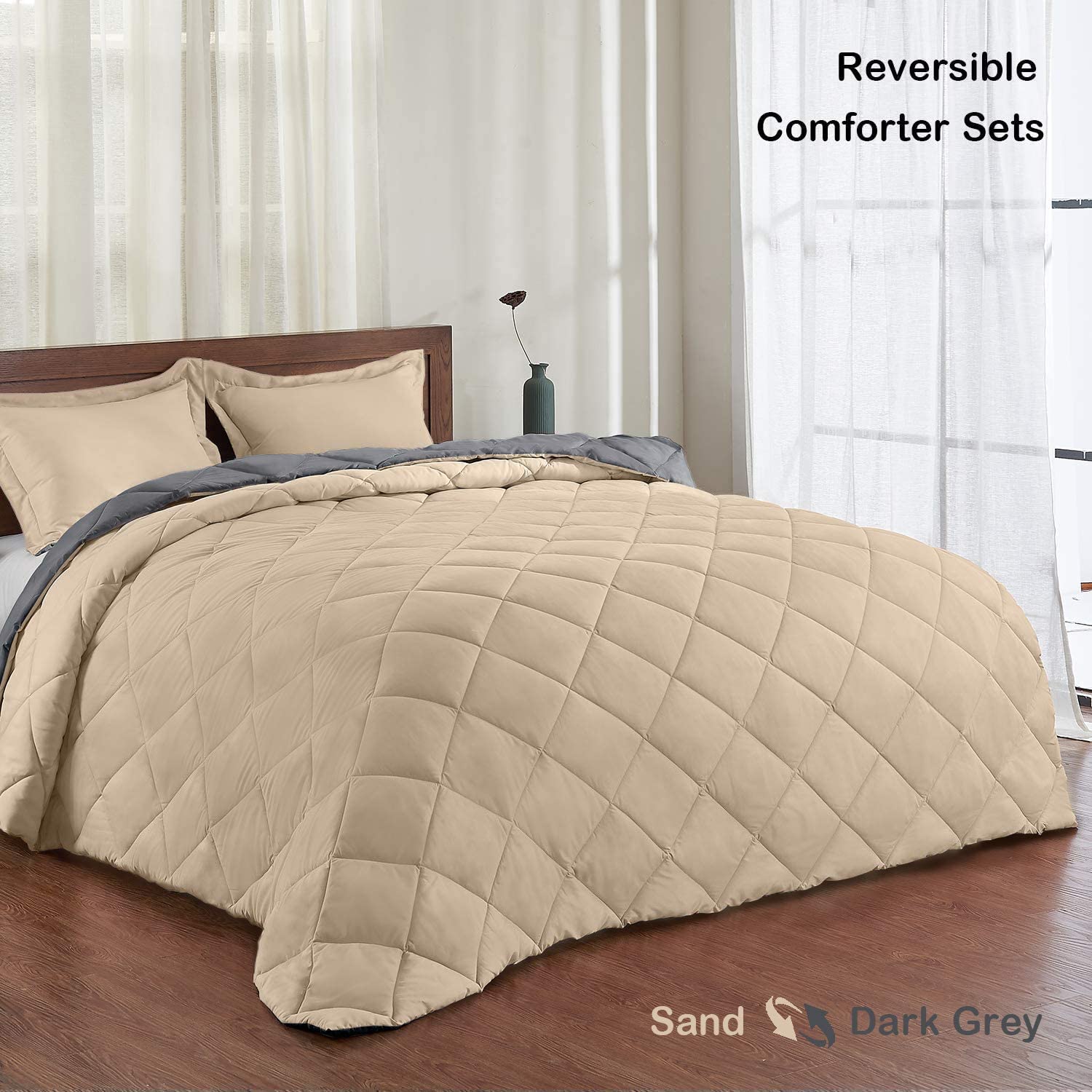 Down Alternative Reversible 3 pcs Comforter Set