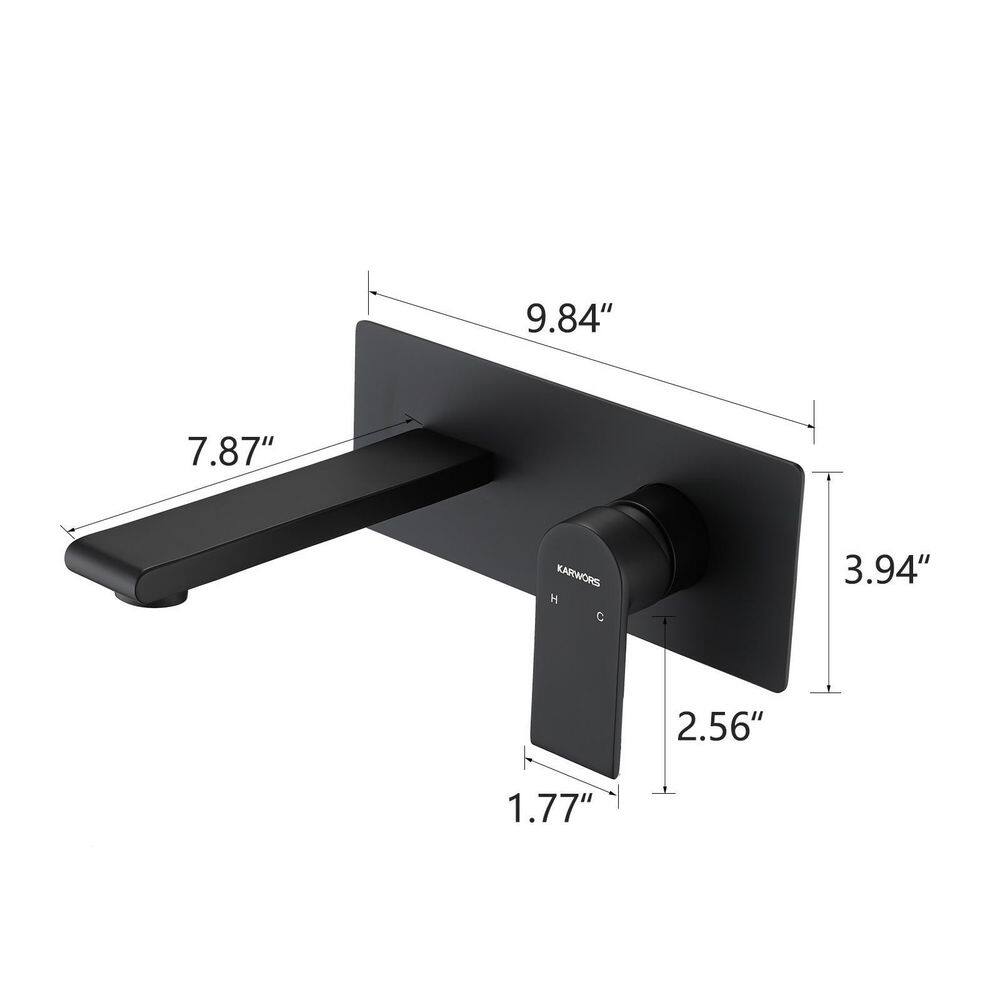 BTCSTAR SWUG Single Handle Wall Mount Faucet with Water and Temperature Flow Control in Matte Black BTC55936FMB