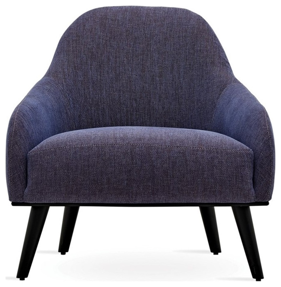 Enza Home Giorno Wood  ampPolyester Fabric Armchair in Blue/Black   Midcentury   Armchairs And Accent Chairs   by Homesquare  Houzz