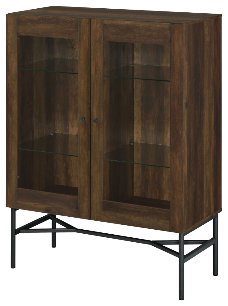 Bonilla 2 door Accent Cabinet With Glass Shelves Accent Cabinet Brown   Modern   Accent Chests And Cabinets   by Modon  Houzz